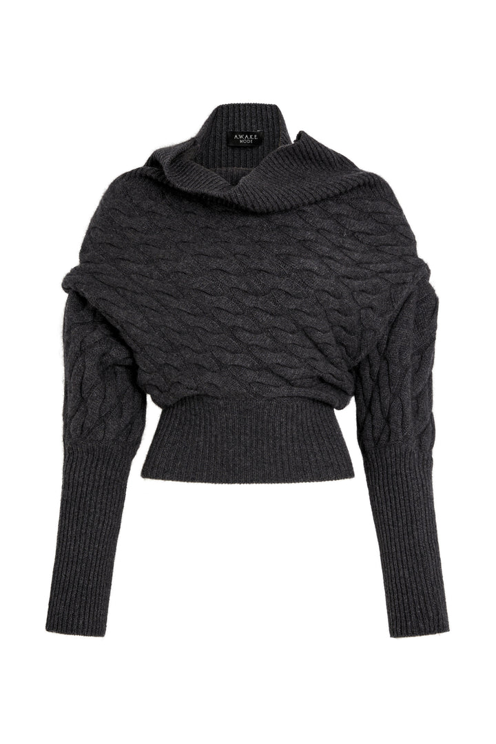 Knitted Top Cable Knit Dark Grey Melange