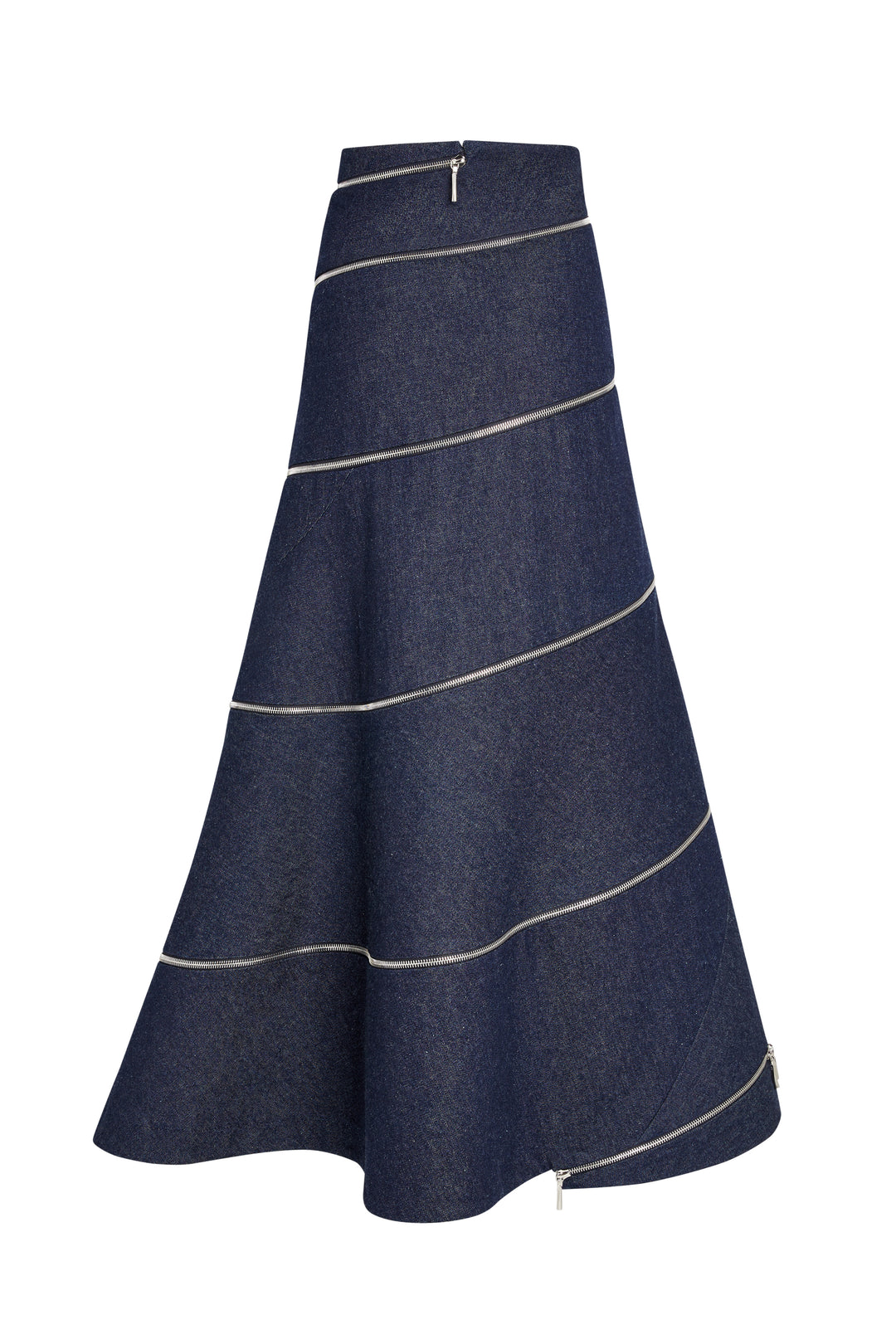 Denim High Waisted Multi Strap Skirt With Zips Indigo Rinse Wash