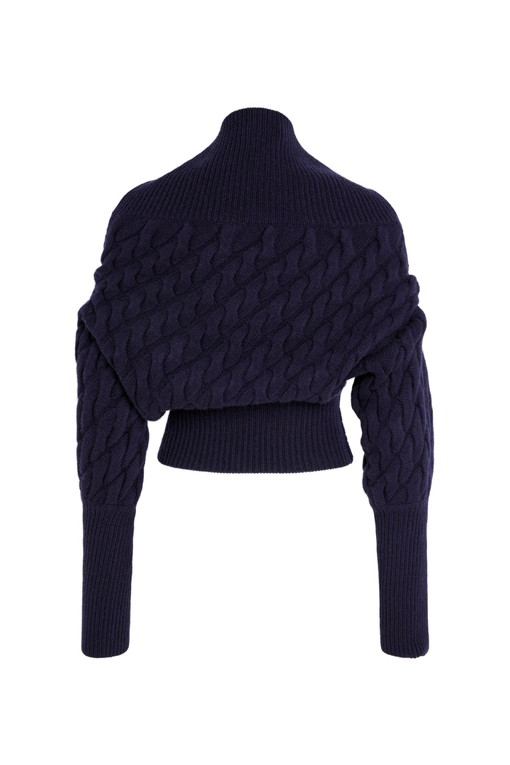 Knitted Top Cable Knit Navy