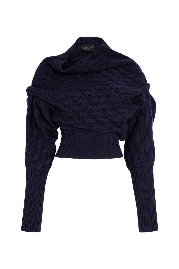 Knitted Top Cable Knit Navy