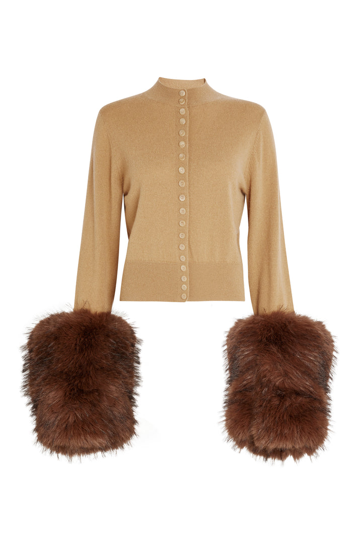 Knitted Cardigan Beige Brown