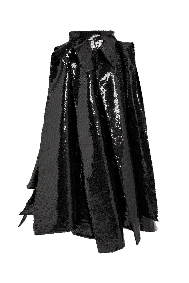 Multi Panel Sequin Skirt Black