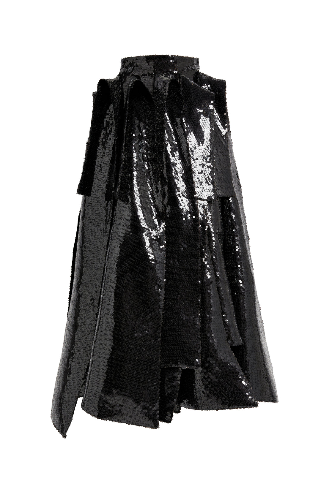 Multi Panel Sequin Skirt Black