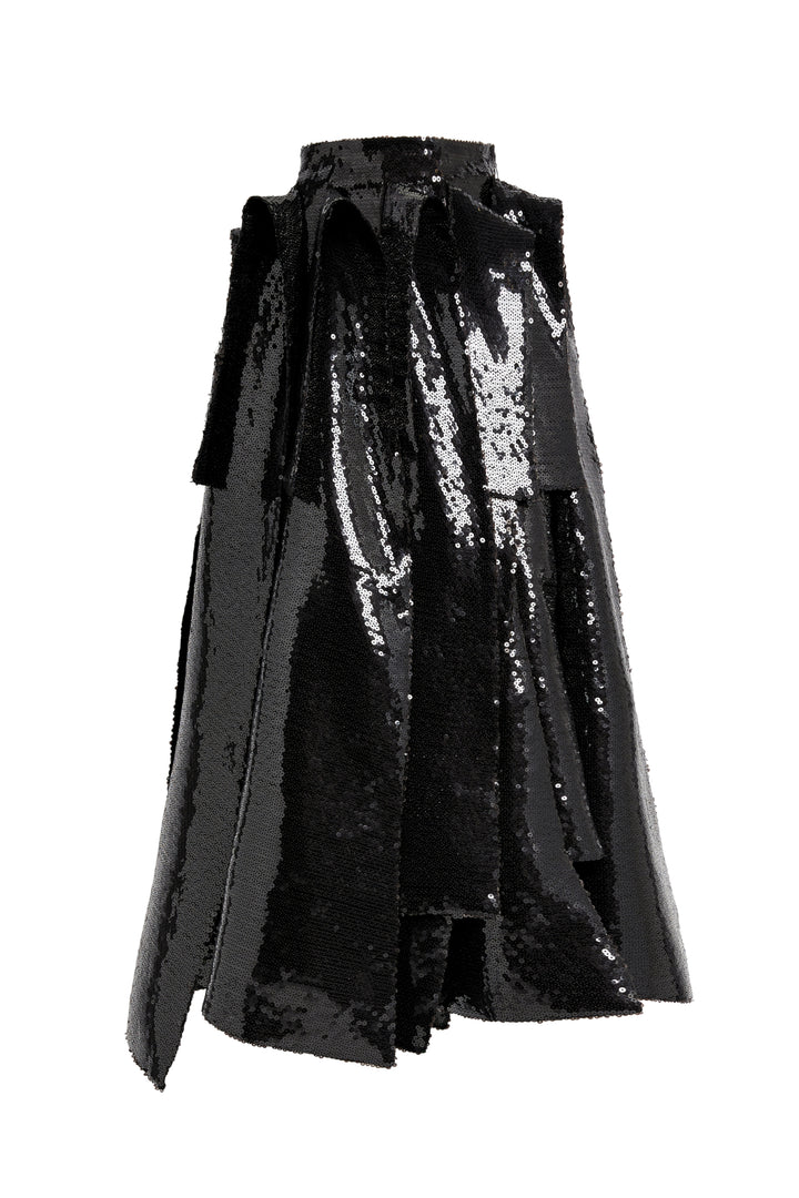 Multi Panel Sequin Skirt Black