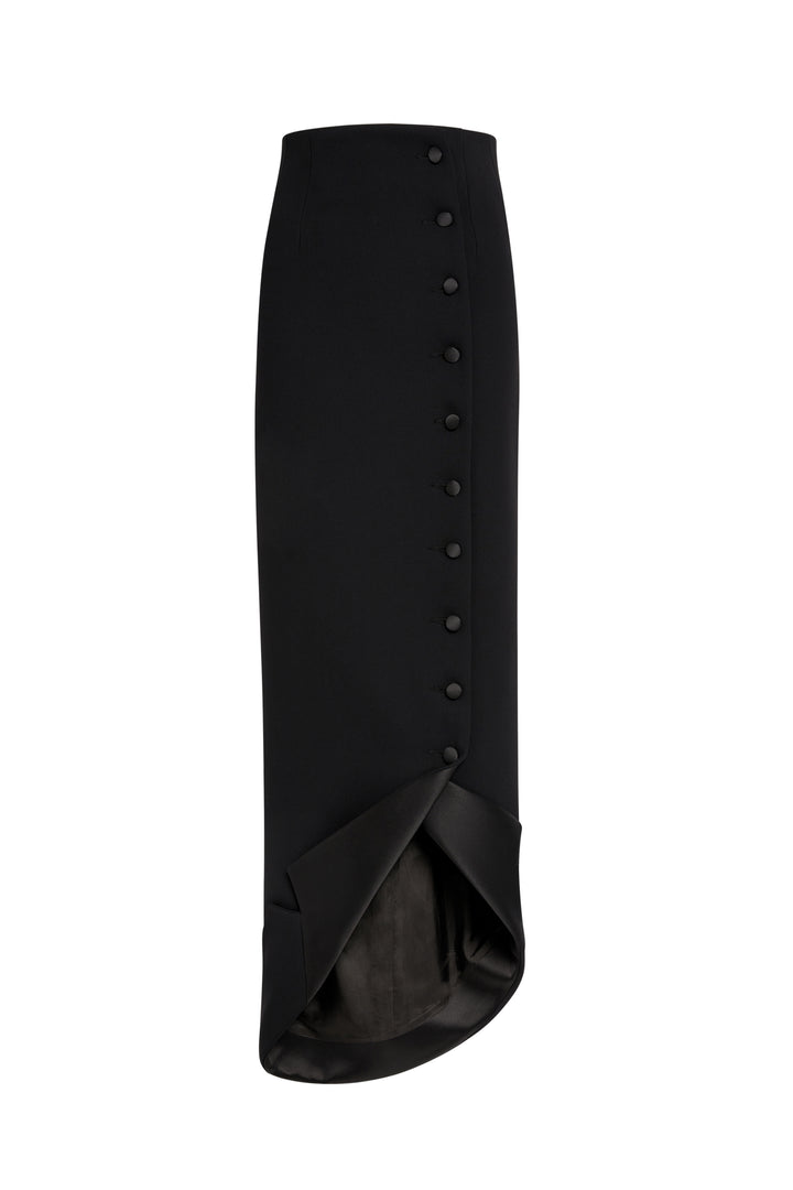 Tailored Skirt With Jacket Collar At Hem Black