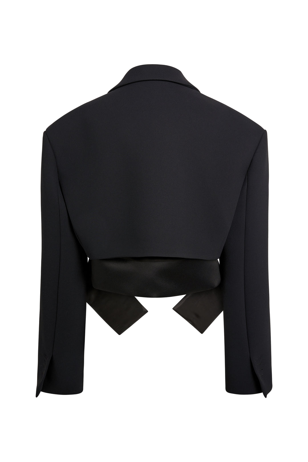 Oversized Cropped Tuxedo Jacket With Vest Insert Black