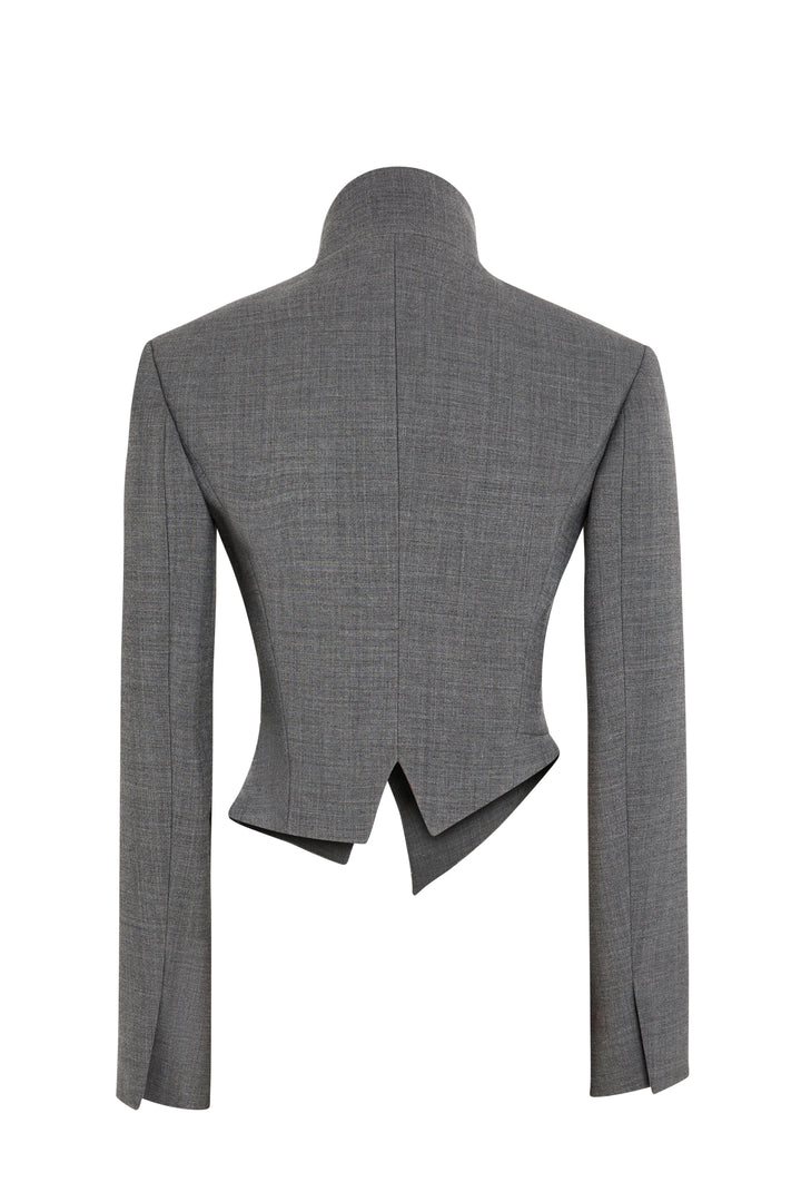 Cropped Double Breasted Jacket Grey