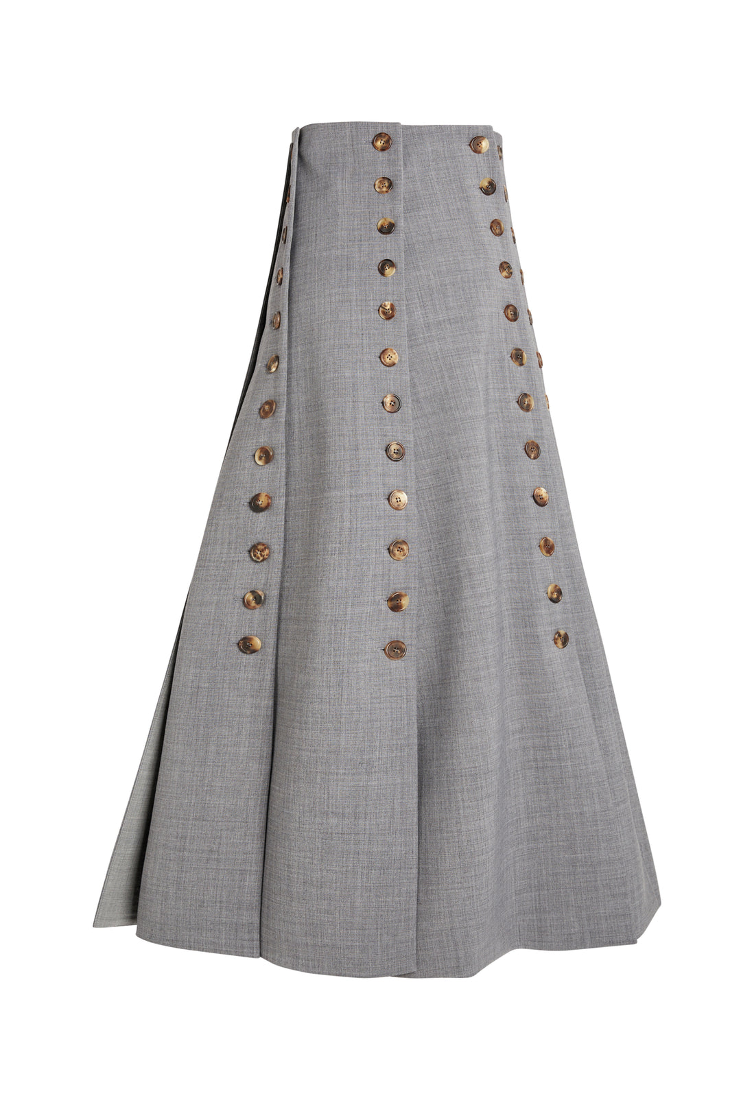 Multi Panel Skirt With Buttons Mid Grey