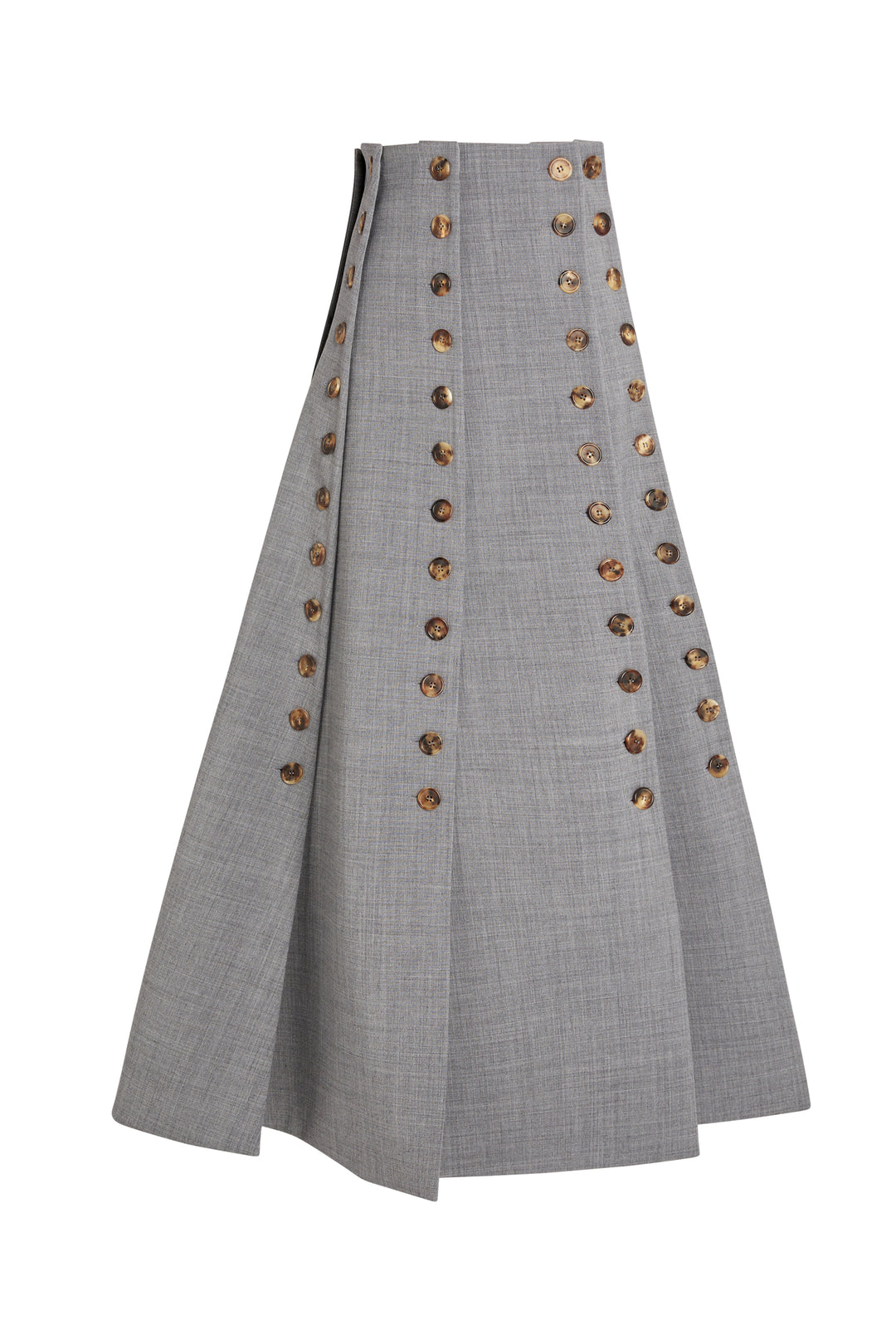 Multi Panel Skirt With Buttons Mid Grey