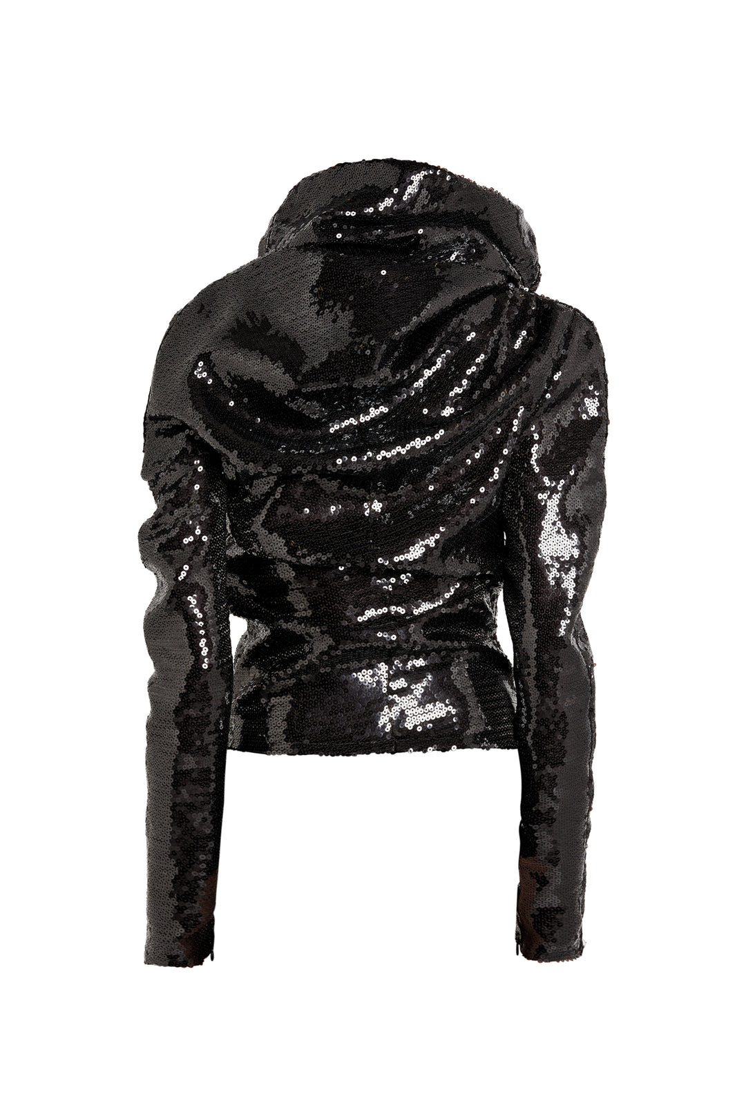 Sequin High Neck Longsleeve Top Black