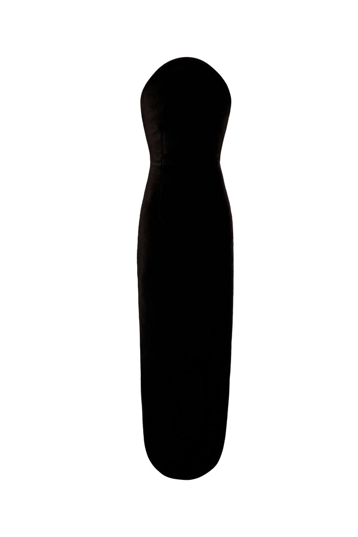 Strapless Dress With Rounded Bustline And Hem Black Ivory