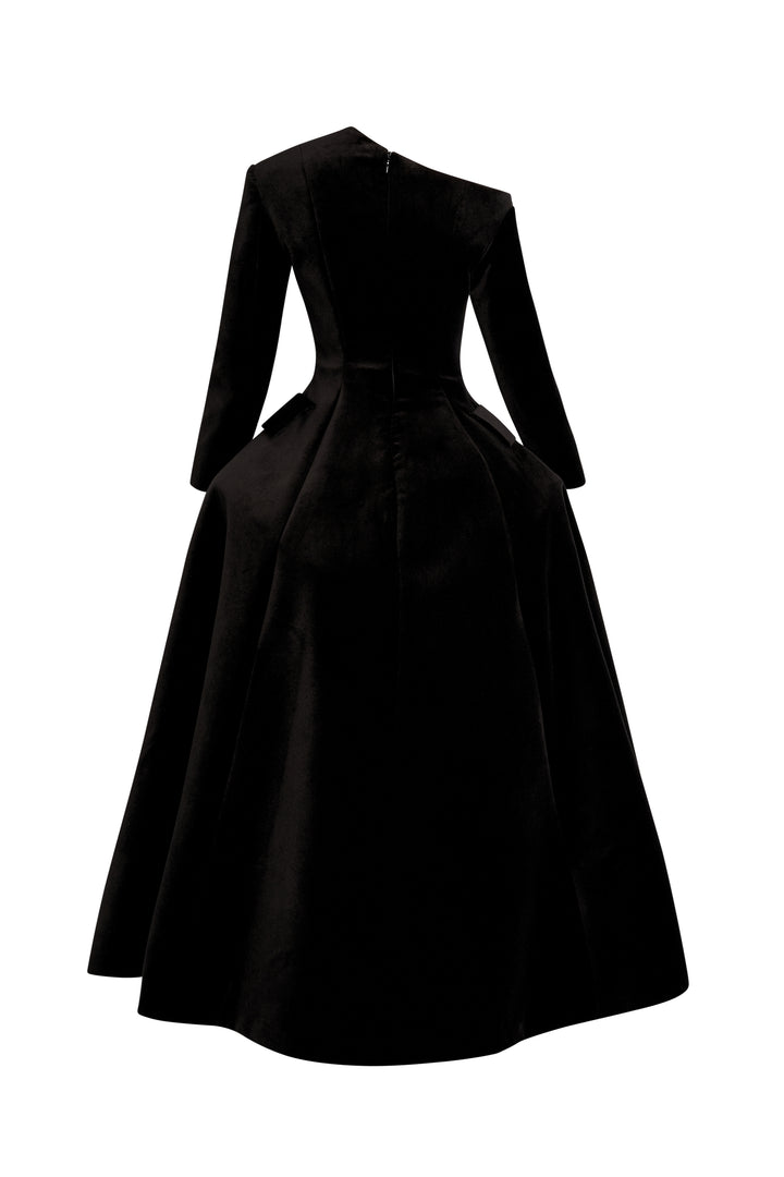 Off Shoulder Basque Dress Black