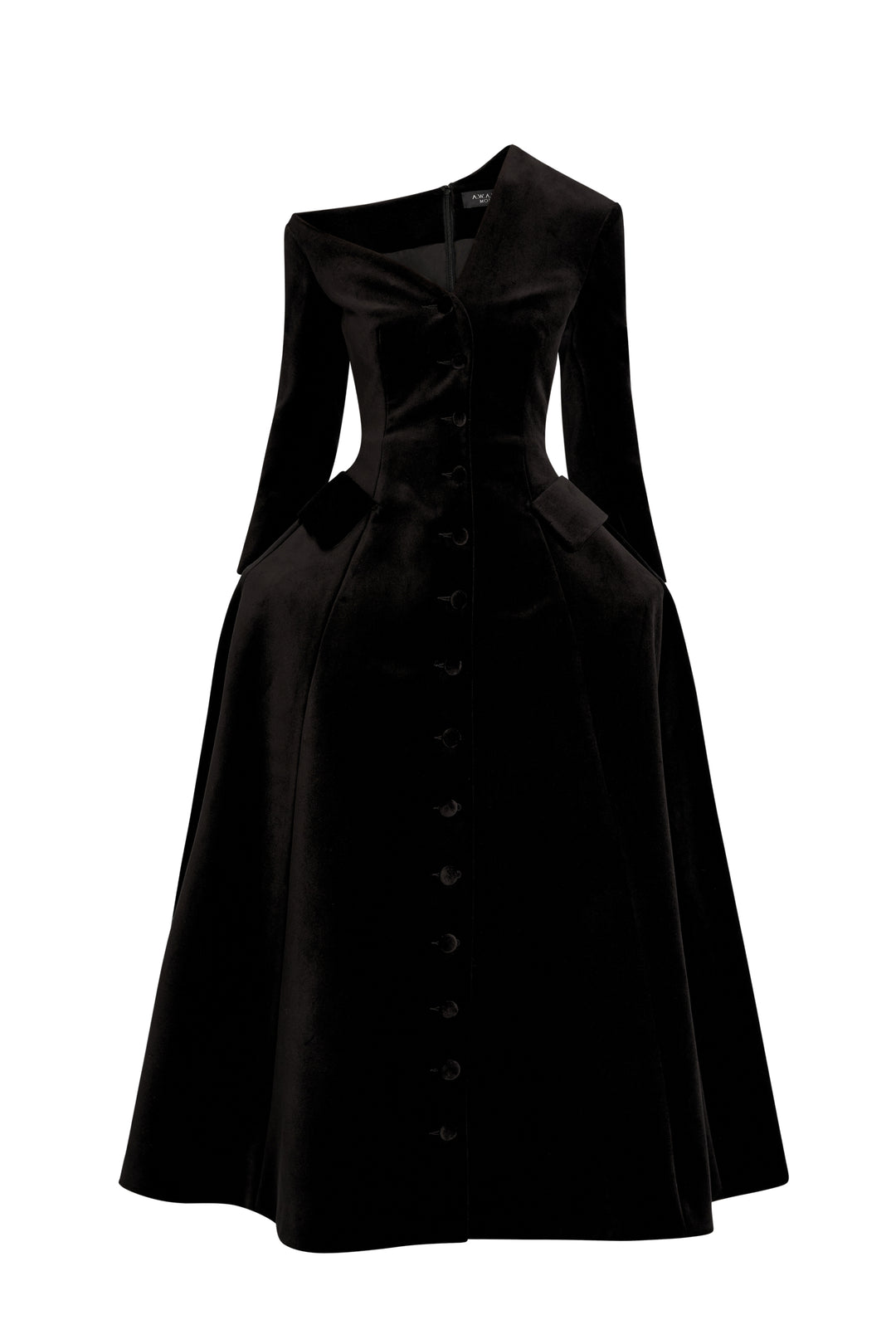 Off Shoulder Basque Dress Black
