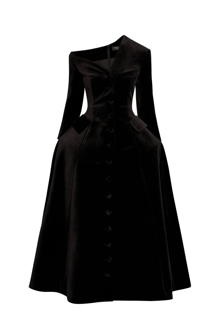 Off Shoulder Basque Dress Black