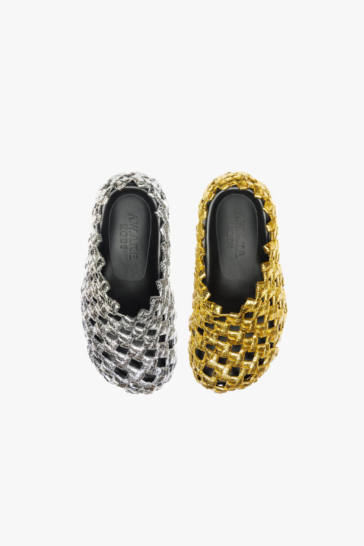 Weaved Clog Silver Gold Silver Gold