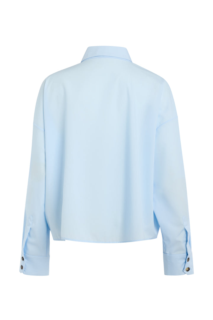 Voluminous Bib-Front Shirt Pale Blue