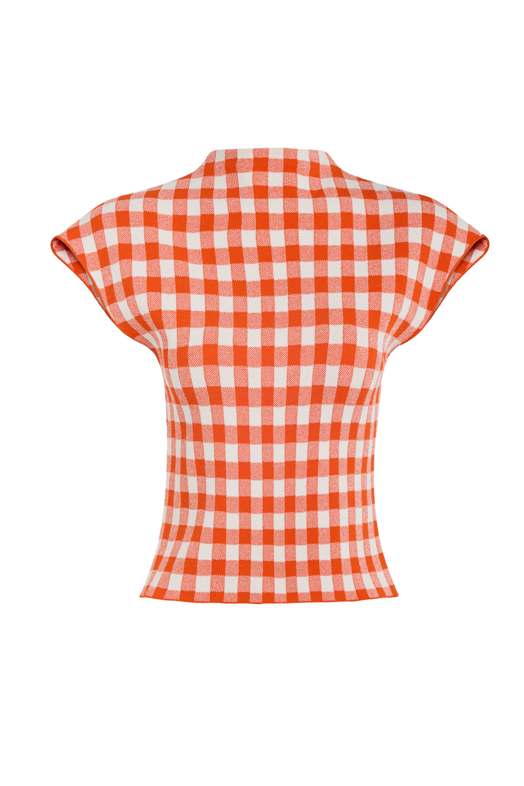 Knitted Sleeveless Top Red White Gingham
