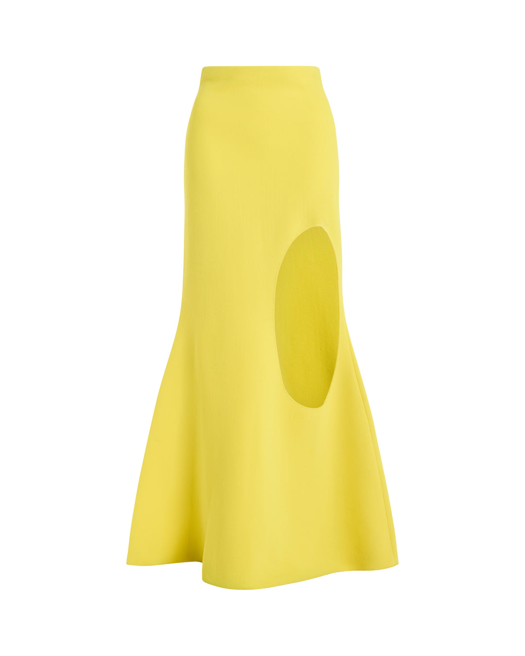 Knitted Flared Skirt With Cutout Yellow