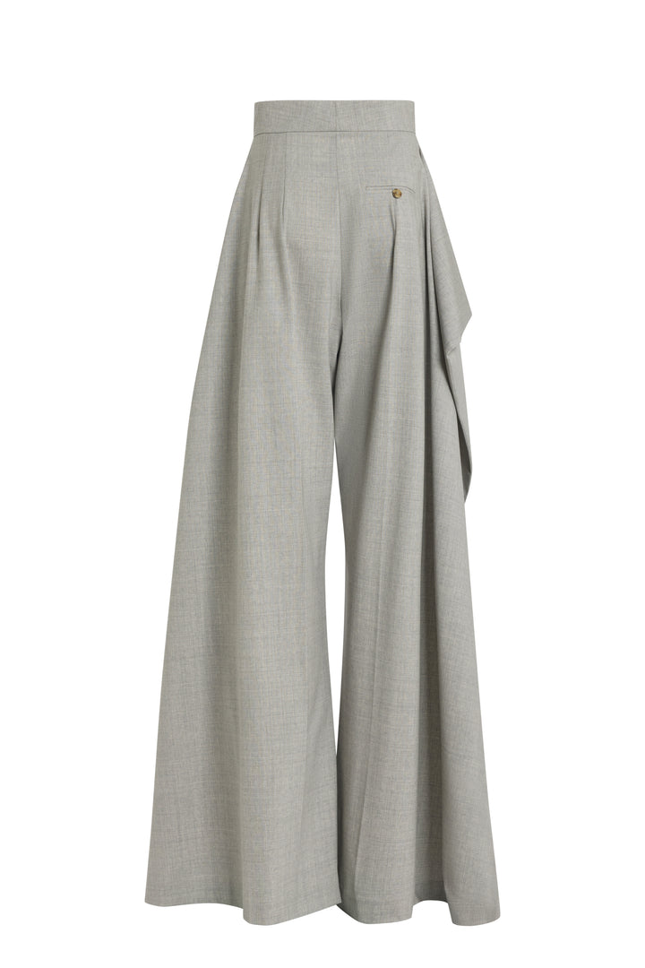 Slit Knee Trousers Light Grey Melange