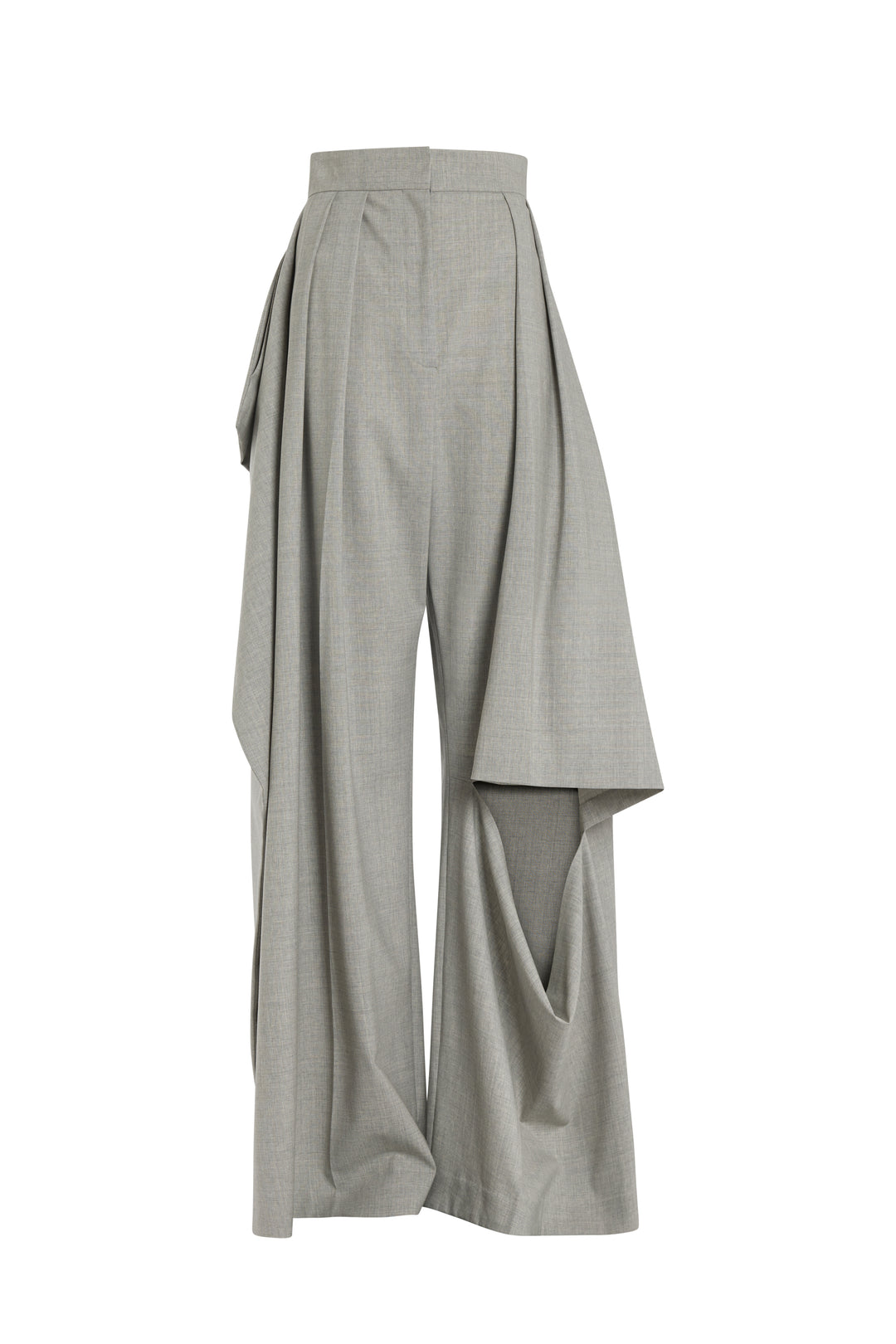 Slit Knee Trousers Light Grey Melange