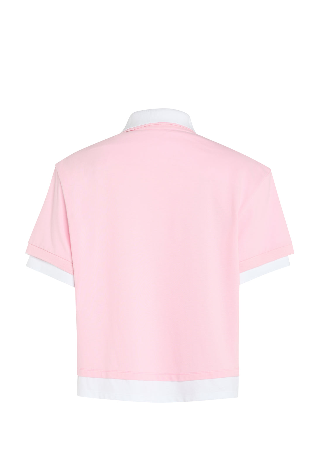 Double Collar Rugby Top Pink White