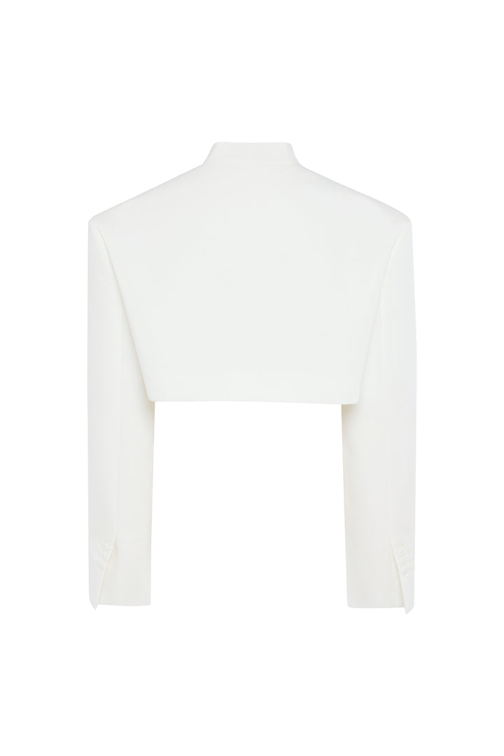 Cropped Tuxedo Jacket White