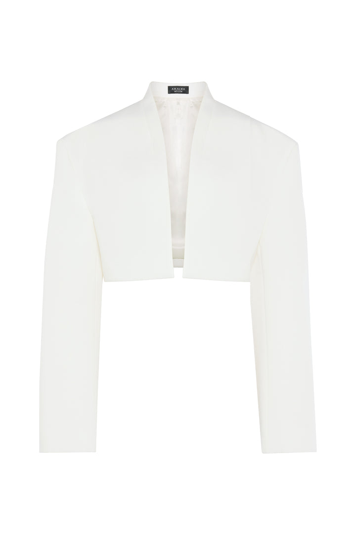 Cropped Tuxedo Jacket White