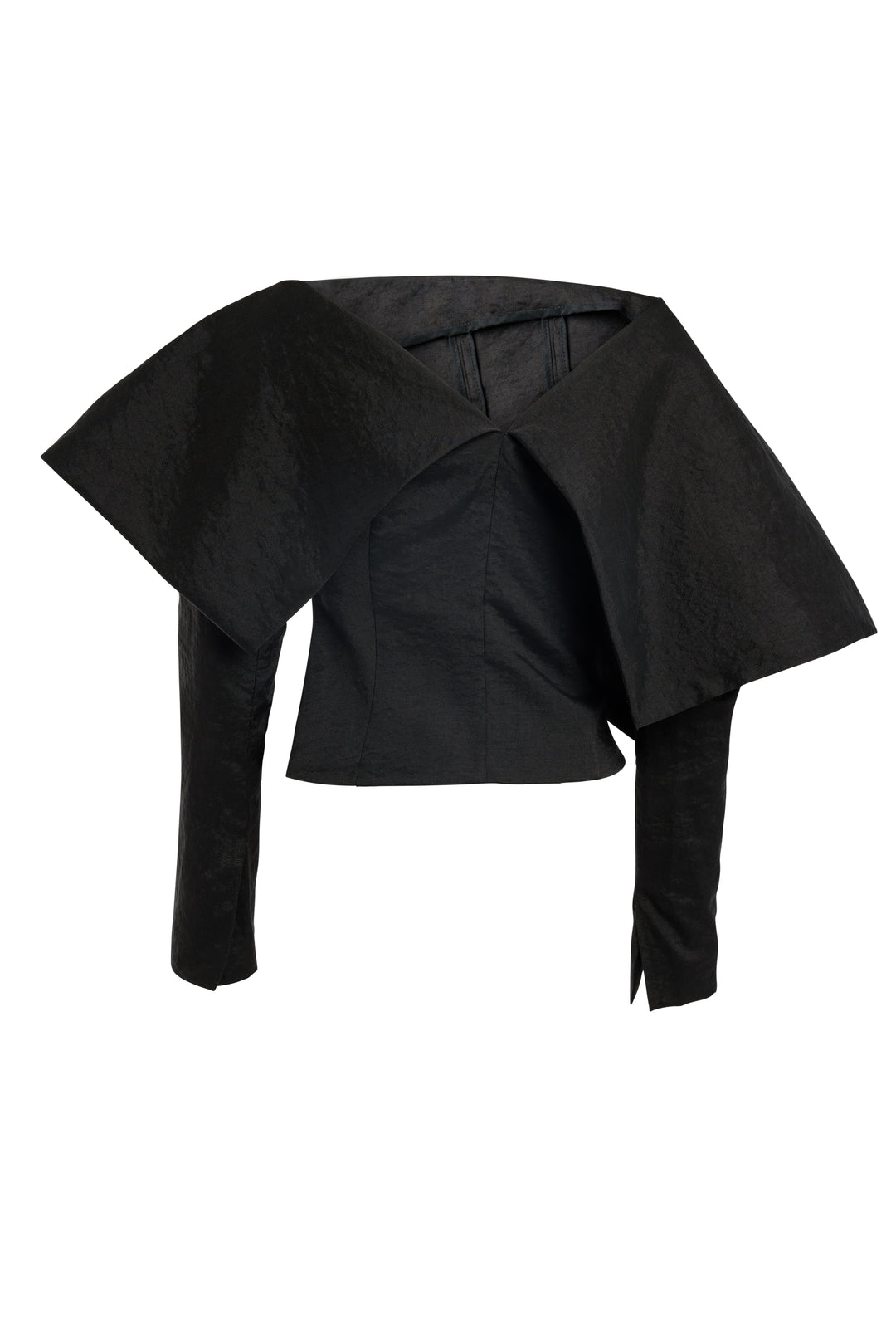 Asymmetric Oversized Collar Top Black