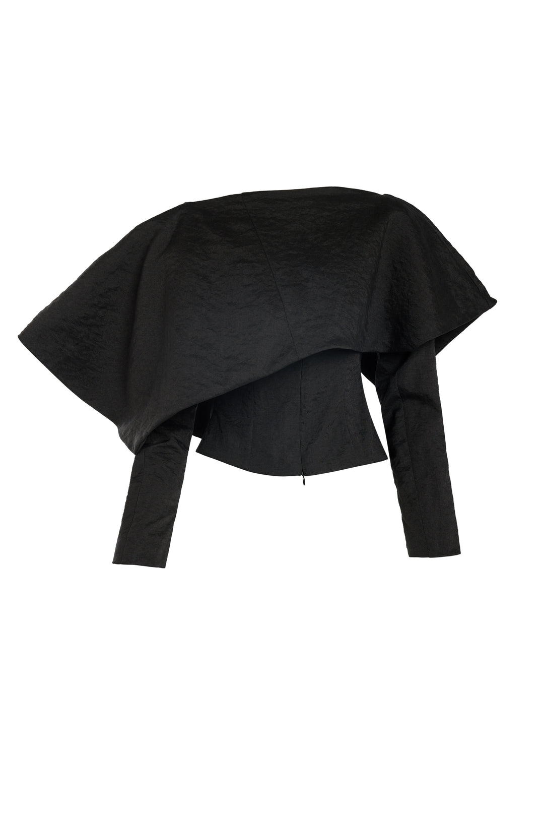 Asymmetric Oversized Collar Top Black