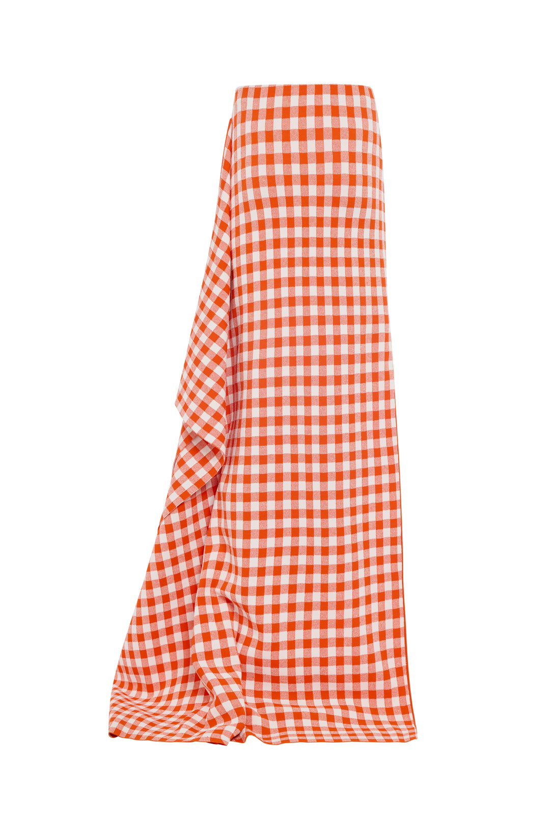Knitted Fitted Maxi Skirt With Side Panel Red White Gingham