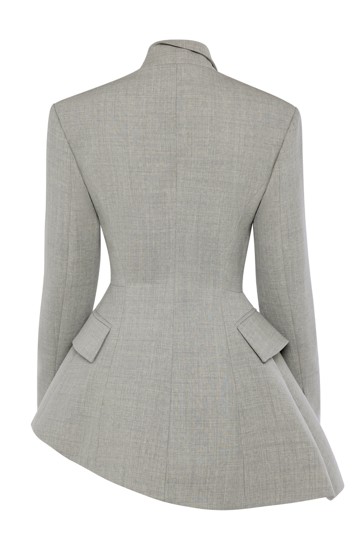 Asymmetric Volume-Contrast Jacket Light Grey Melange