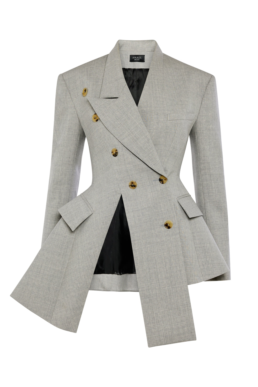 Asymmetric Volume-Contrast Jacket Light Grey Melange