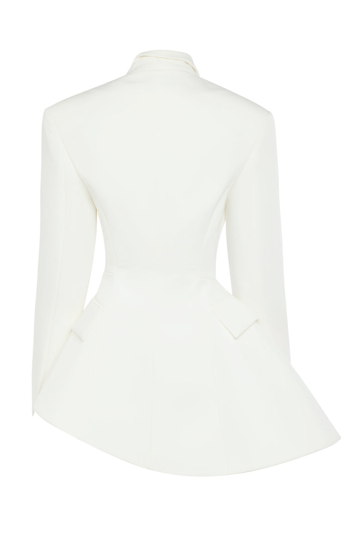Asymmetric Volume-Contrast Jacket White