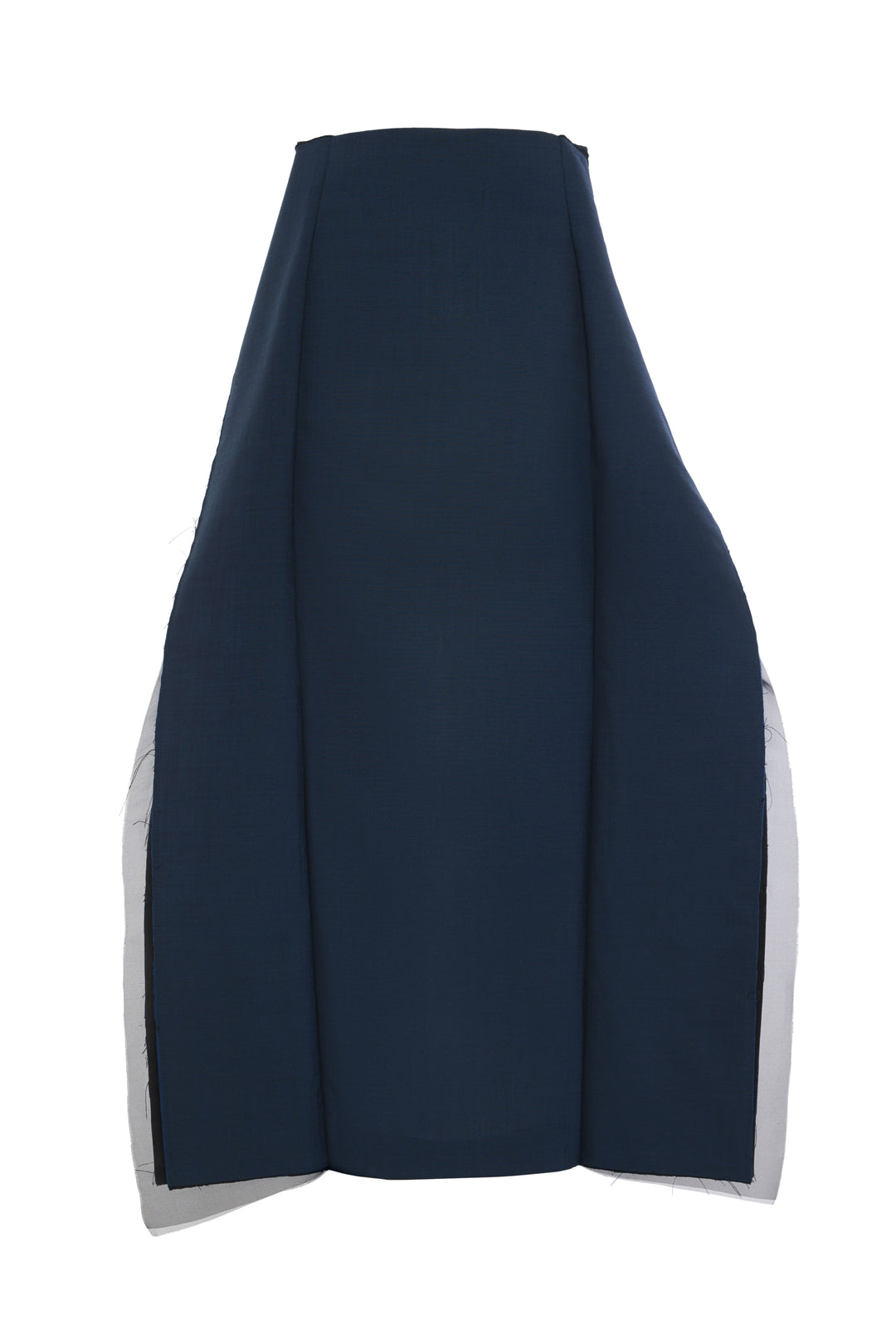 Midi High Waisted Panelled Skirt Navy