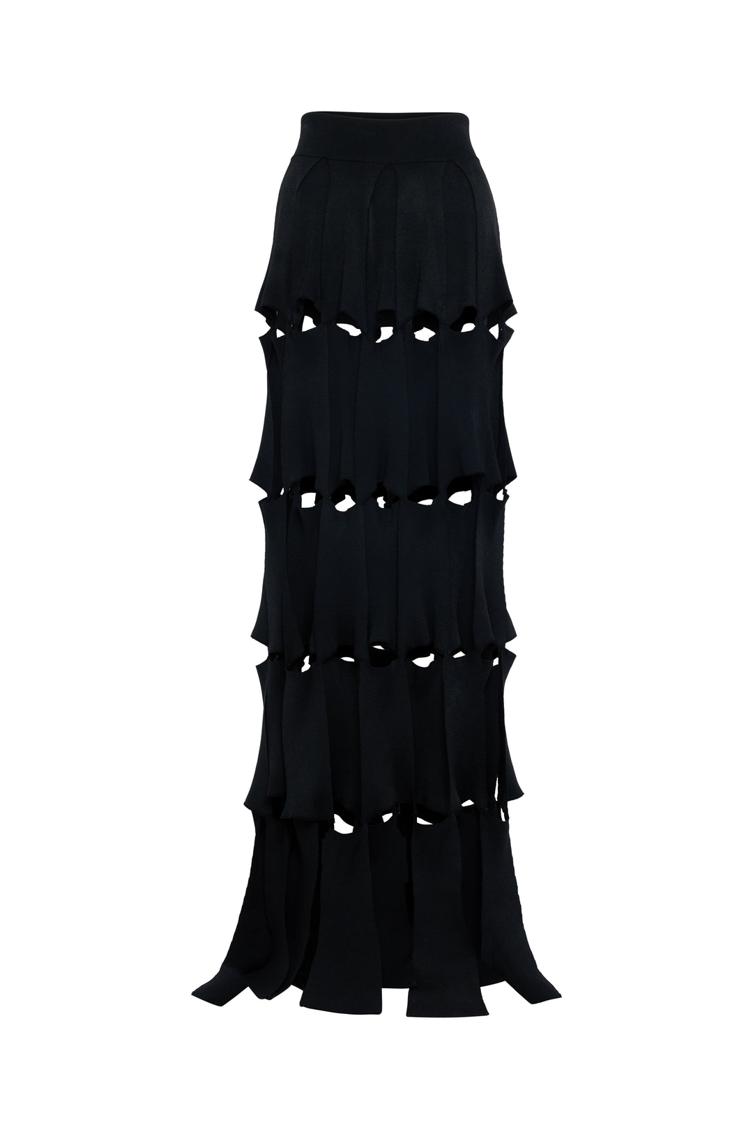 Knitted Multi Trapeze Skirt Black