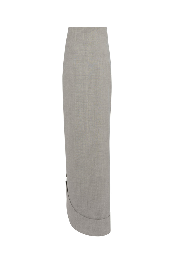 Asymmetric Skirt With Jacket Collar At Hem Light Grey Melange