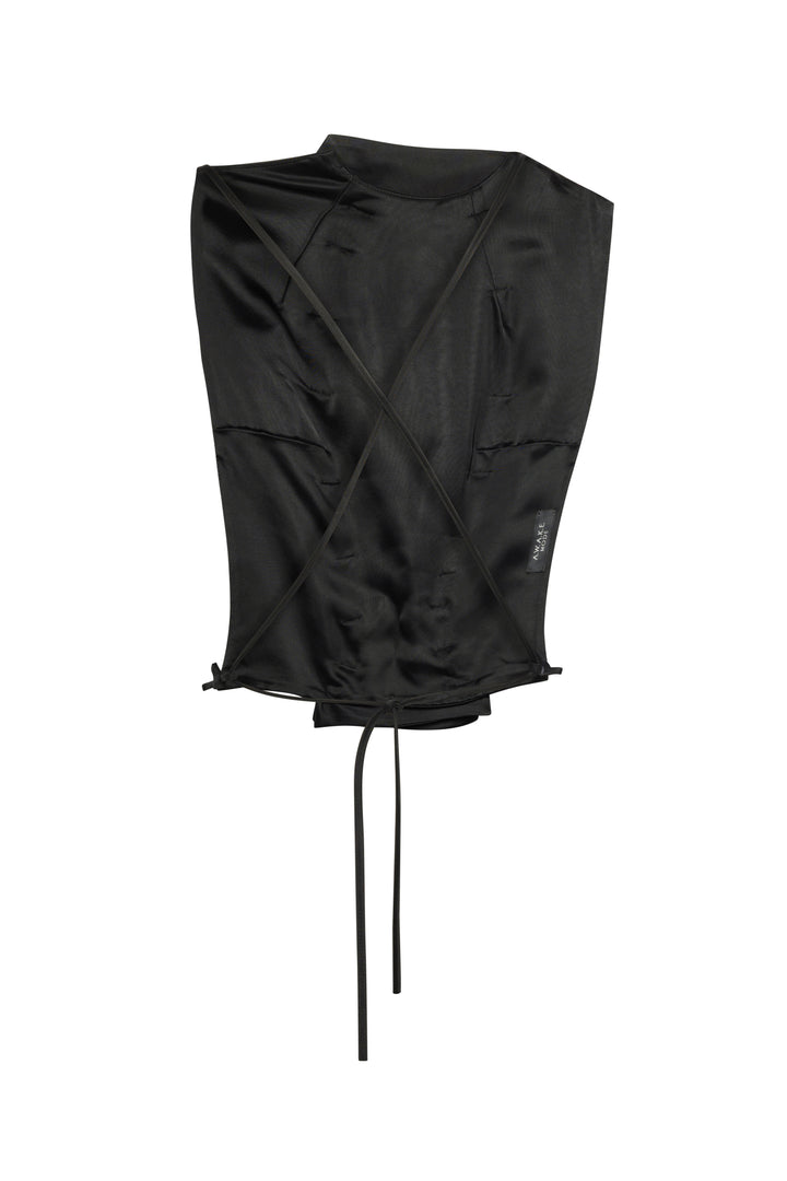 Open Back Bib-Front Top Black