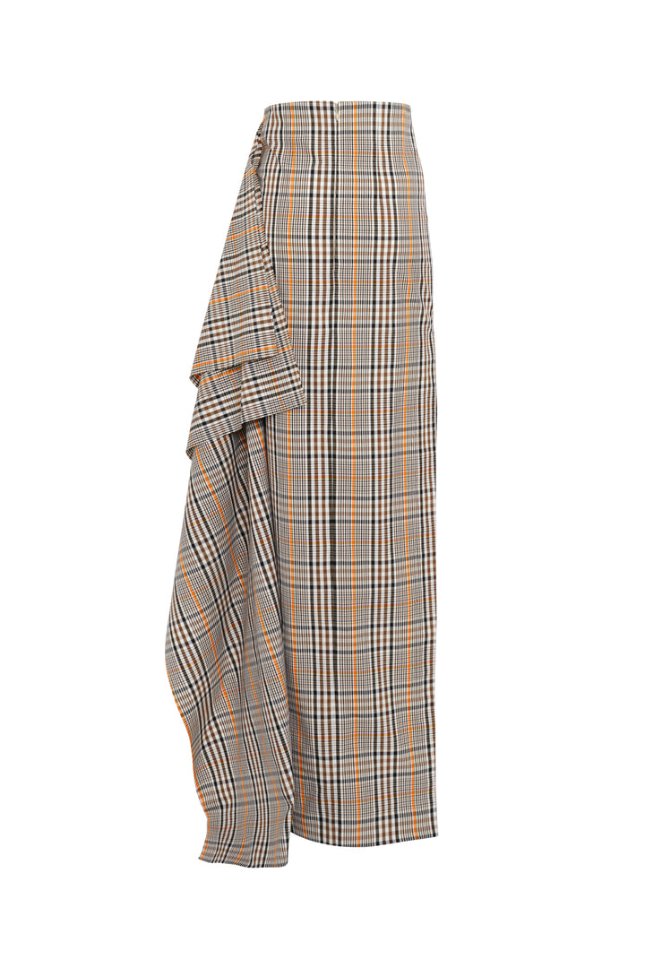 Side Panel Pencil Skirt Brown Check