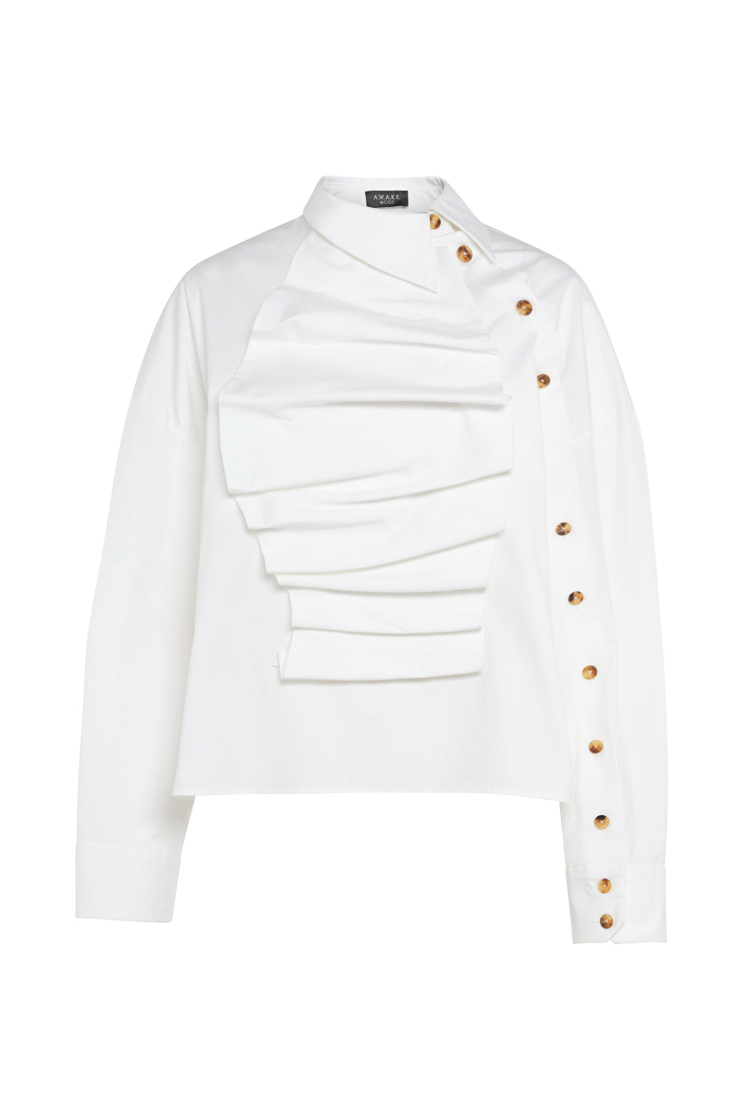 Voluminous Bib-Front Shirt White