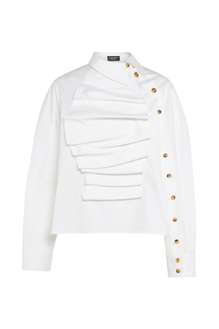 Voluminous Bib-Front Shirt White