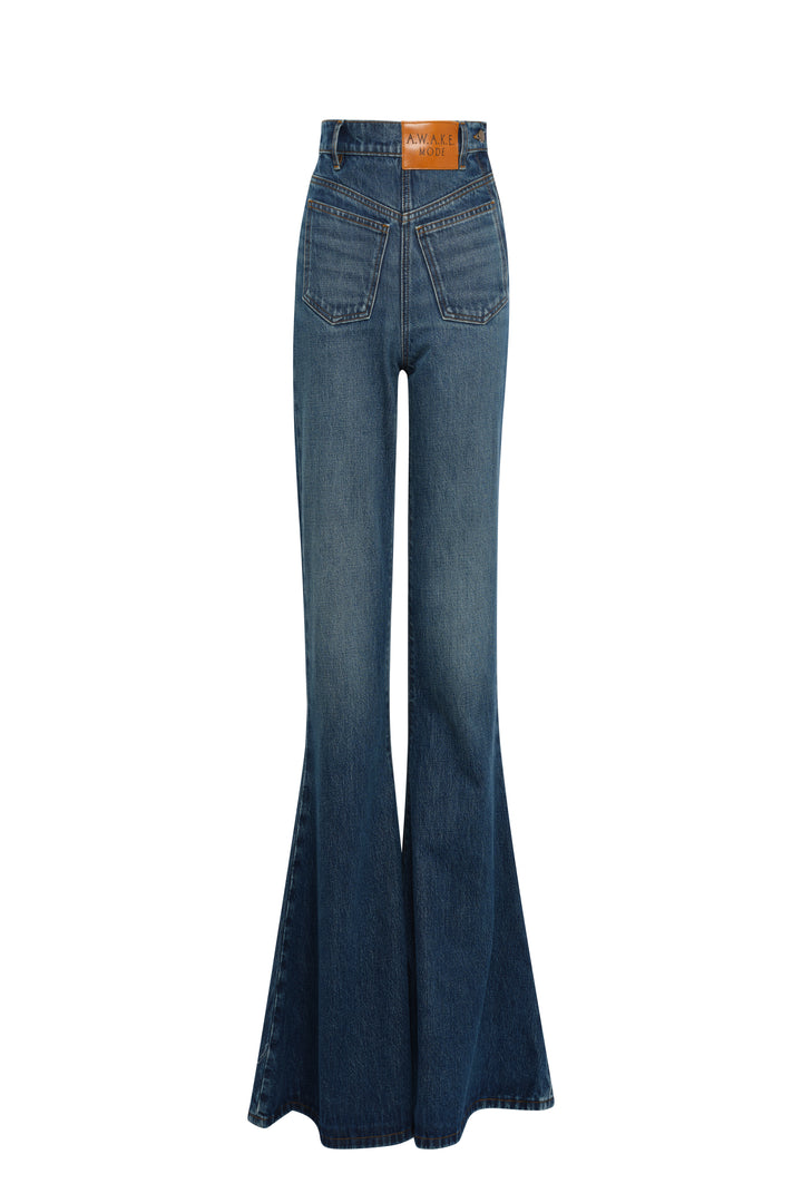 Flared Mirror Jeans Classic Blue Wash