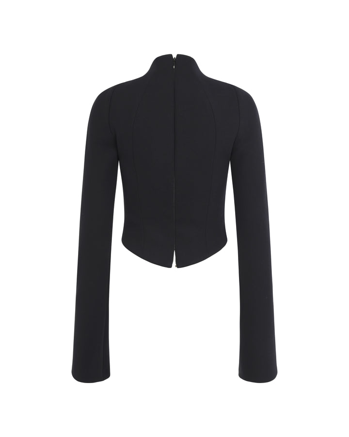 Bib-Front Structured Jacket Black