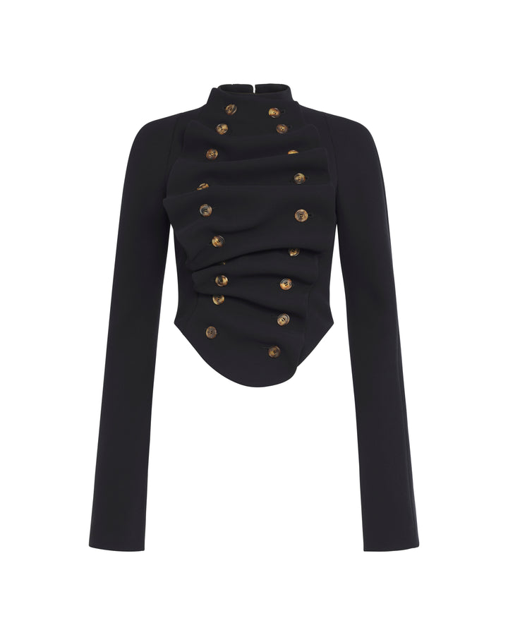 Bib-Front Structured Jacket Black
