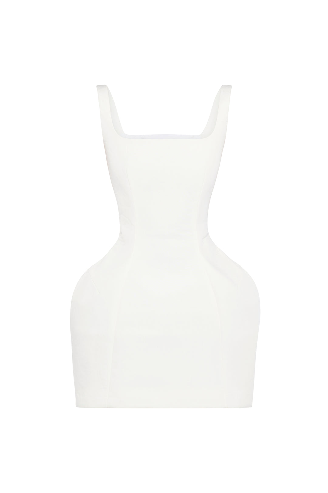 Opened Neckline Sculpted Swan Dress White