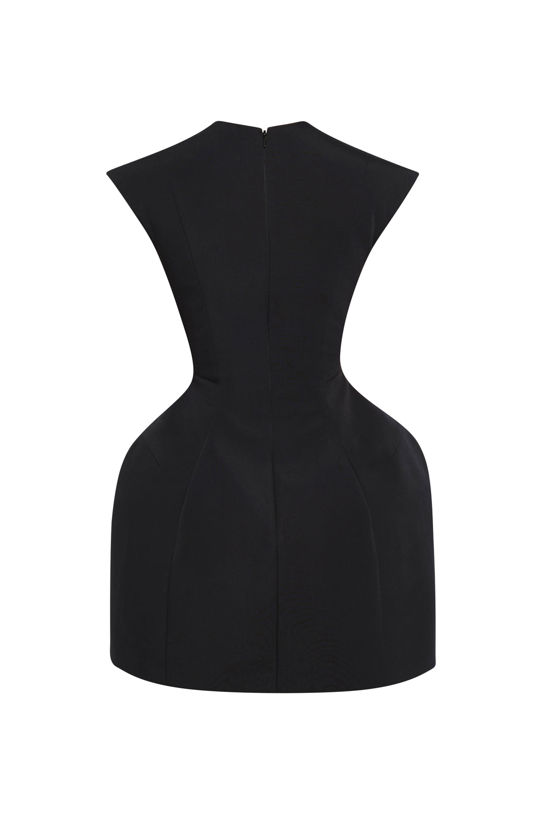 Closed Neckline Sculpted Swan Dress Black