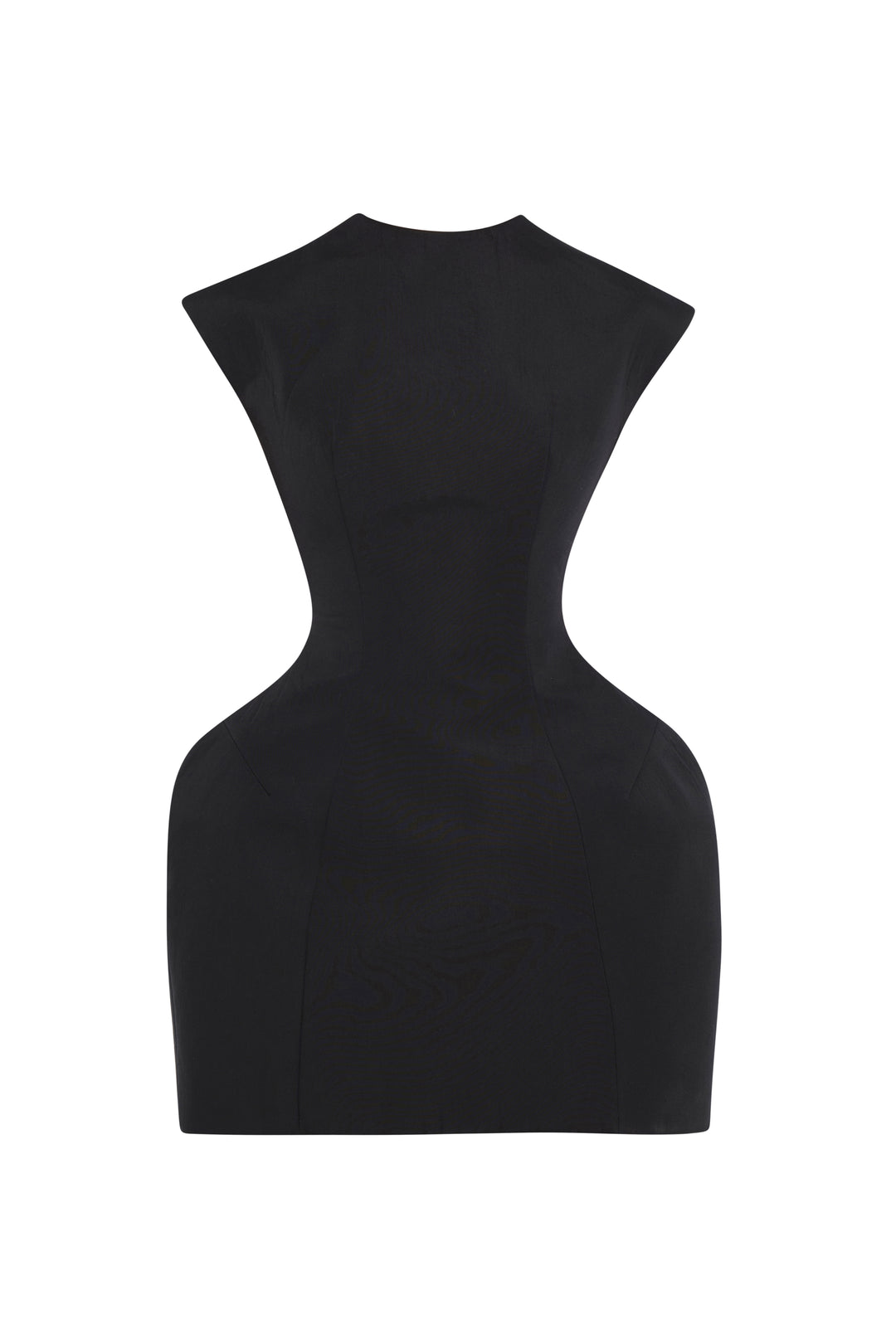 Closed Neckline Sculpted Swan Dress Black