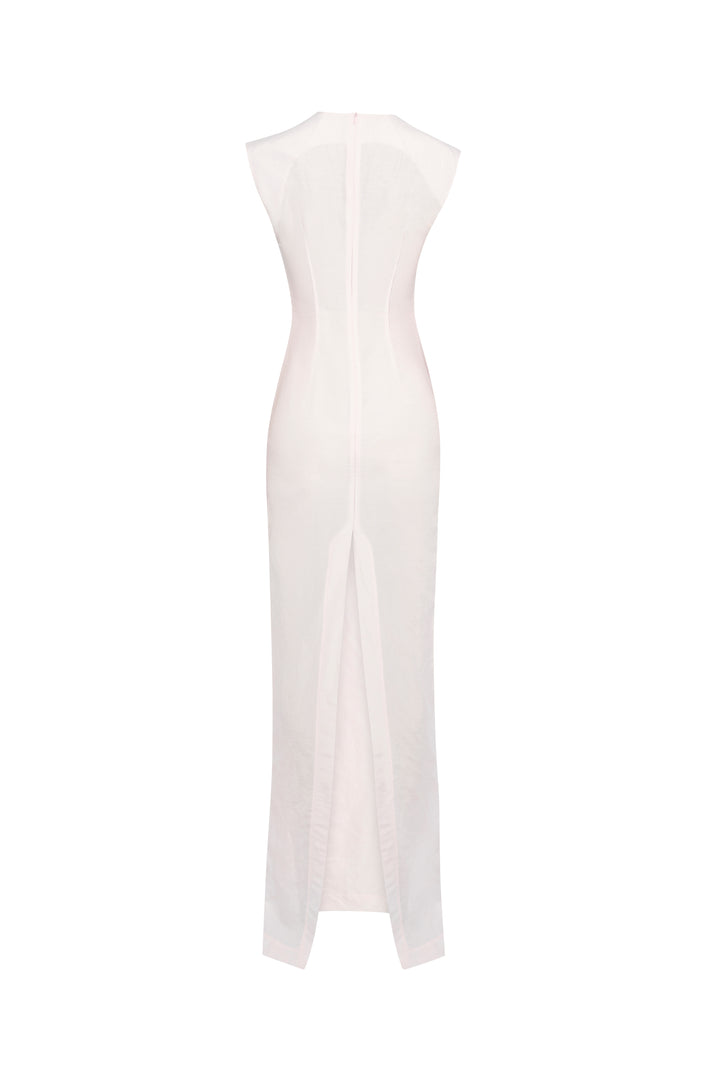 Bib-Front Maxi Dress Pale Pink