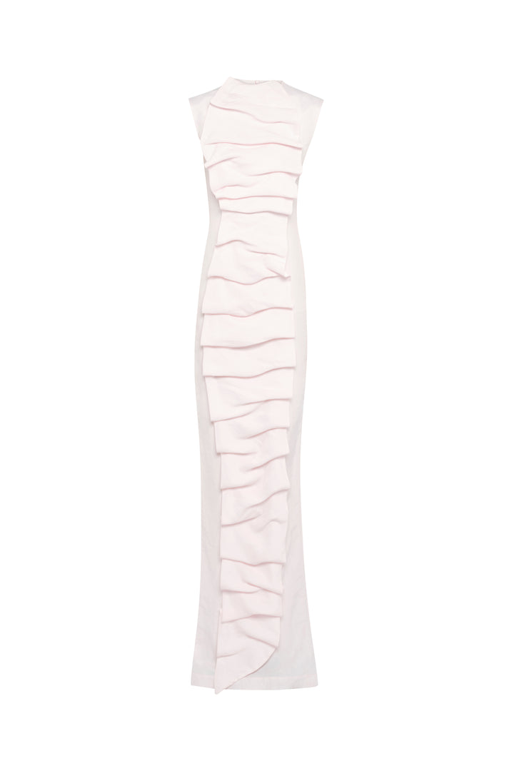 Bib-Front Maxi Dress Pale Pink