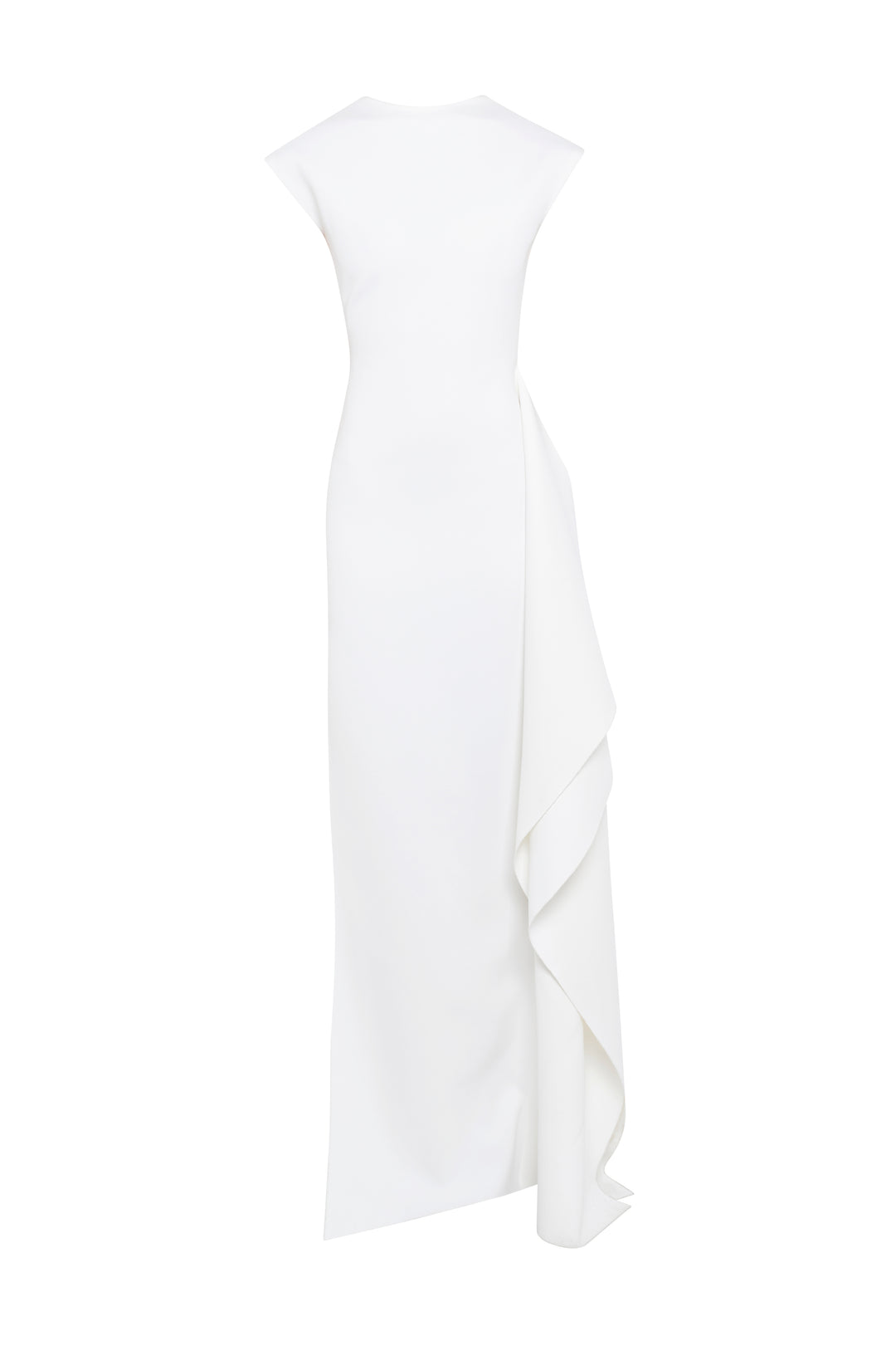 High Neck Pencil Dress With Side Panel Detail White