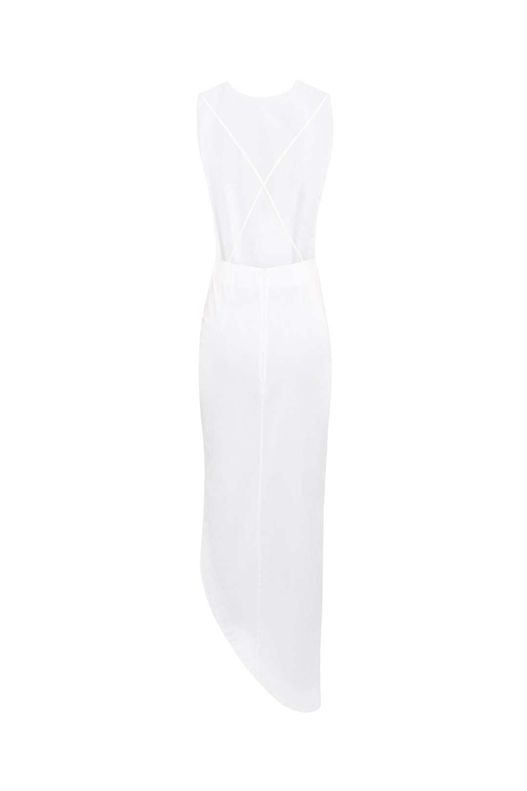 Bib-Front Structured Dress With Open Back White